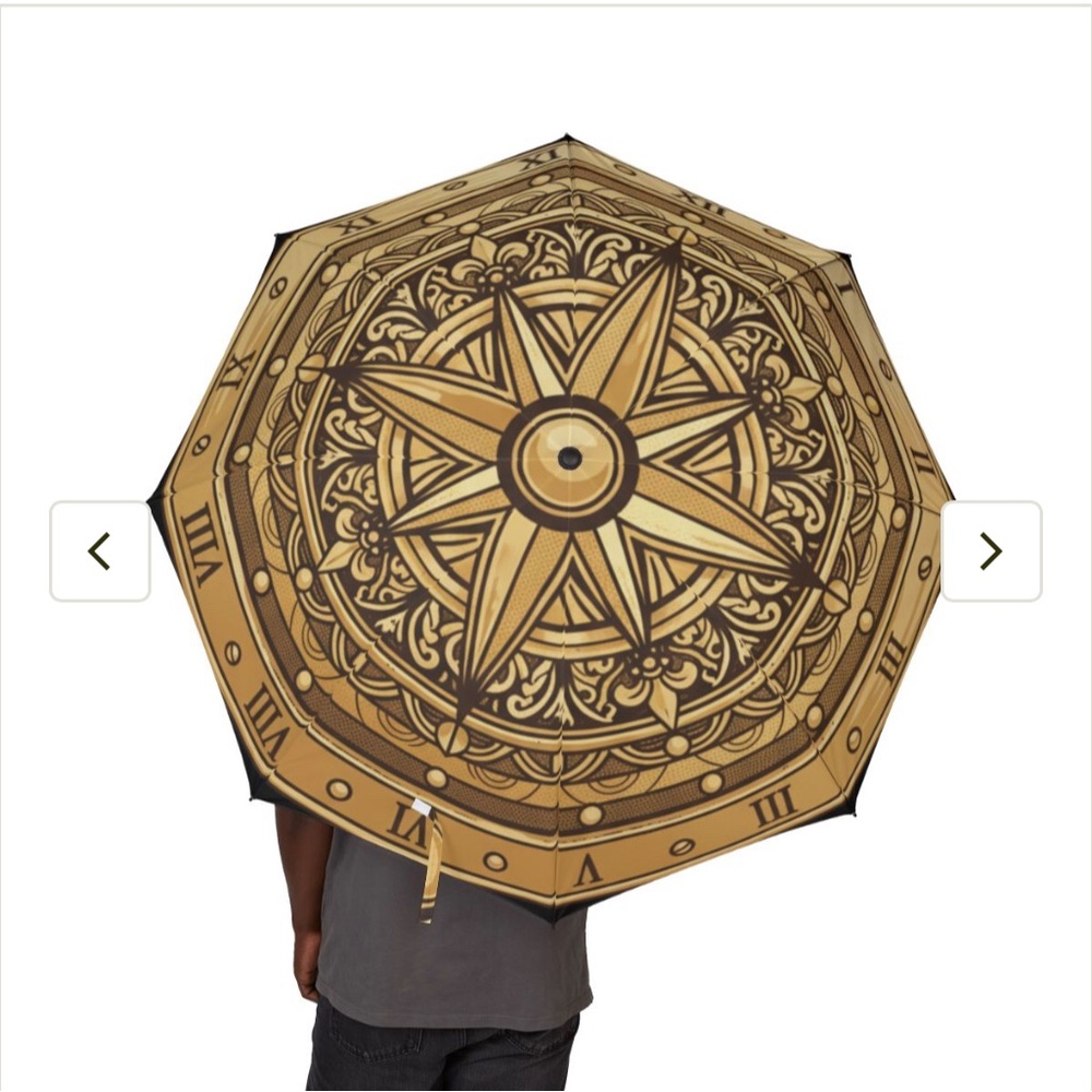 Elegant Gold Compass Design Umbrella